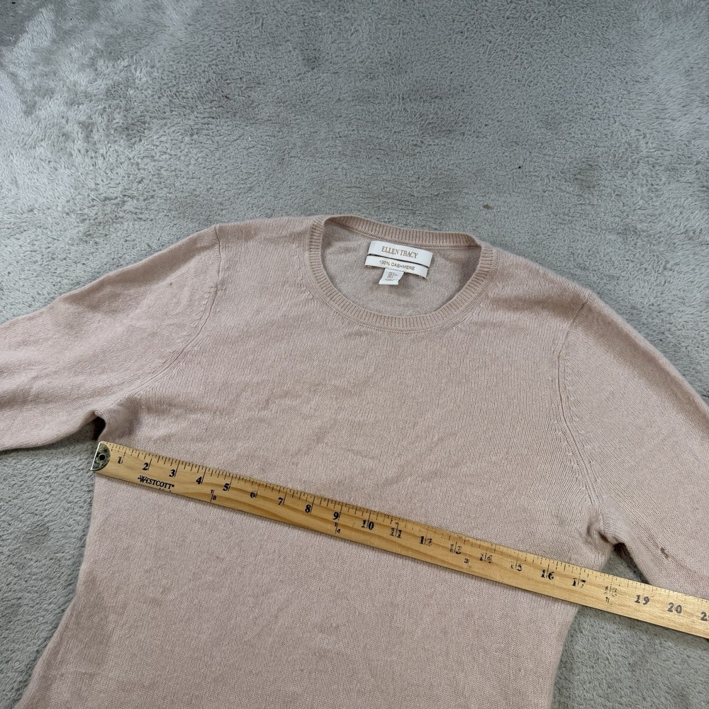 Ellen Tracy Sweater Womens Large (Fits Medium) Pink 100% Cashmere Crewneck Soft - Picture 5 of 8